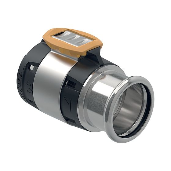 Geberit FlowFit Übergang auf Mapress, mit Pressmuffe, d 63mm, d1 54mm, Edelstahl 1.4401
