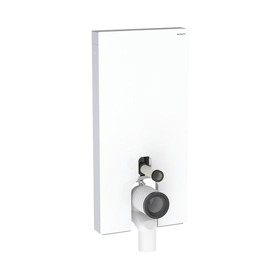 Geberit Monolith Sanitärmodul für Stand-WC, Höhe 101cm, Frontverkleidung aus Glas, Aluminium, Weiß