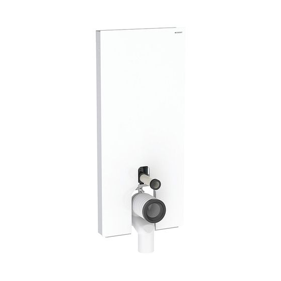 Geberit Monolith Sanitärmodul für Stand-WC, Höhe 114cm, Frontverkleidung aus Glas, Aluminium, Weiß