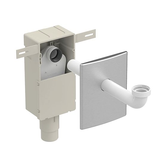 Geberit Set Unterputz-Geruchsverschluss für Waschbecken, Abgang horizontal Außendurchmesser 50-56mm, Edelstahl gebürstet