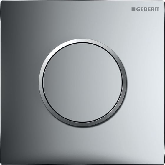 Geberit Typ 10 Drückerplatte für Urinalsteuerung mit pneumatischer Spülauslösung, Round, Hochglanz verchromt, Mattverchromt