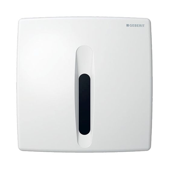 Geberit Urinalsteuerung mit elektronischer Spülauslösung, Netzbetrieb, Abdeckplatte aus Kunststoff weiß-alpin