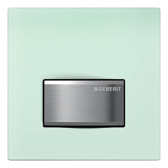 Geberit Typ 50 Drückerplatte für Urinalsteuerung mit pneumatischer Spülauslösung, Square 13x13x1,4cm, Grün/satiniert