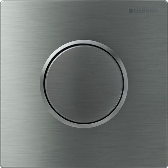 Geberit Typ 10 Drückerplatte für Urinalsteuerung mit pneumatischer Spülauslösung, Round, gebürstet, easy-to-clean, poliert