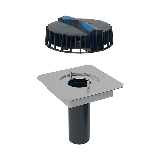 Geberit Pluvia Dachwassereinlauf mit Anschlussblech für Rinnen Maximale Ablaufleistung 25l/s