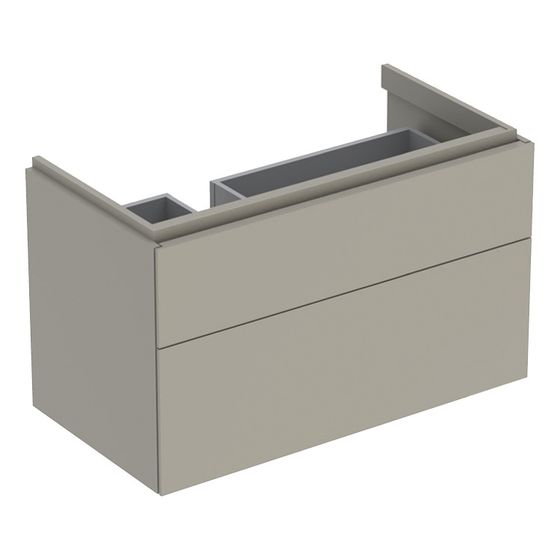 Geberit Xeno2 Unterschrank für Waschtisch, Ablagefläche, 2 Schubladen, 88x53x46,2cm, Greige/lackiert matt, B Waschtisch 90cm