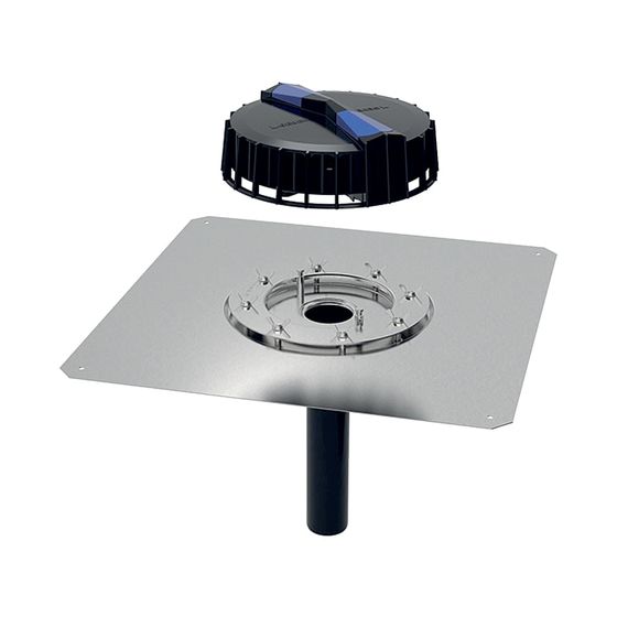 Geberit Pluvia Dachwassereinlauf mit Anschlussblech, Befestigungsflansch Maximale Ablaufleistung 12l/s