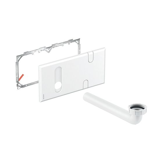 Geberit Abdeckplatte für Waschtischarmaturen mit Unterputz-Funktionsbox und Unterputz-Geruchsverschluss weiß-alpin