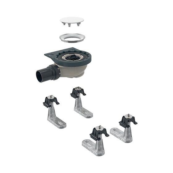 Geberit Duschwannenablauf mit 4 Füßen, für Setaplano Duschfläche, Sperrwasserhöhe 50mm, Außendurchmesser 50mm