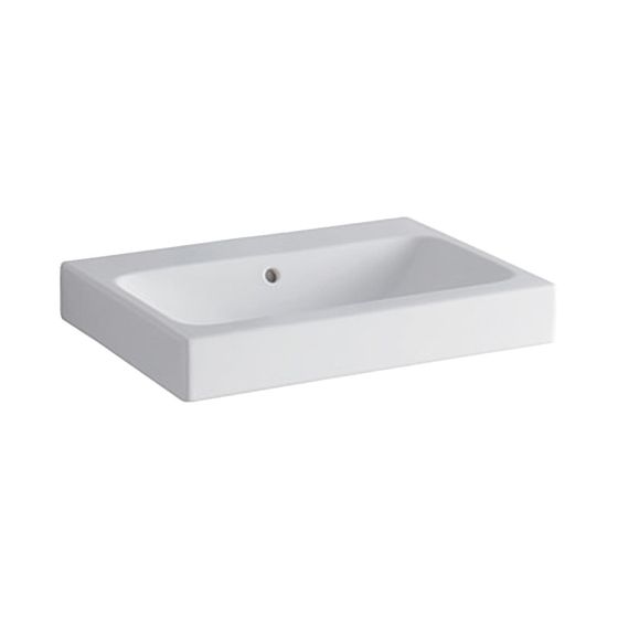 Geberit iCon Waschtisch, Breite 60cm, Tiefe 48,5cm, ohne Hahnloch, Überlauf sichtbar, Weiß