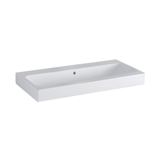 Geberit iCon Waschtisch, Breite 90cm, Tiefe 48,5cm, ohne Hahnloch, Überlauf sichtbar, Weiß/KeraTect