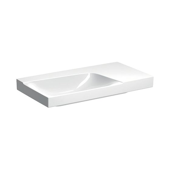 Geberit Xeno2 Waschtisch, Ablagefläche rechts, Breite 90cm, Tiefe 48cm, ohne Hahnloch, ohne Überlauf, Weiß/KeraTect