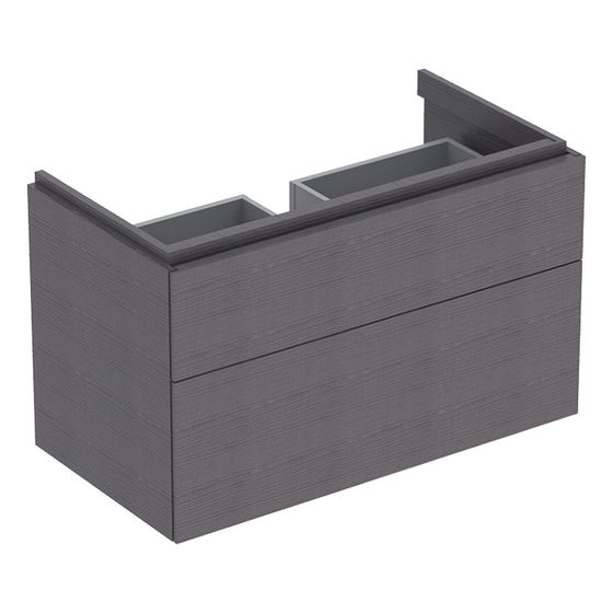 Geberit Xeno2 Unterschrank für Waschtisch, 2 Schubladen, 88x53x46,2cm, sculturagrau/Melamin Holzstruktur