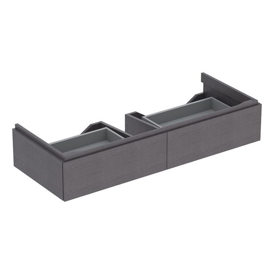 Geberit Xeno2 Unterschrank für Waschtisch mit, B ab 120cm, 2 Schubladen, 117,4x22x46,2cm, sculturagrau/Melamin Holzstruktur