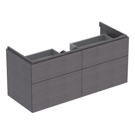 Geberit Xeno2 Unterschrank für Waschtisch, mit, Breite ab 120cm, 4 Schubladen, 117,4x53x46,2cm, sculturagrau/Melamin Holzstruk.