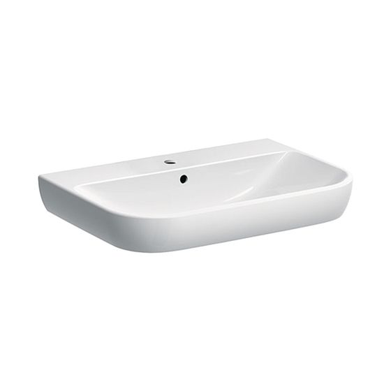 Geberit Smyle Waschtisch, Breite 70cm, Tiefe 48cm, Hahnloch mittig, Überlauf sichtbar, Weiß/KeraTect