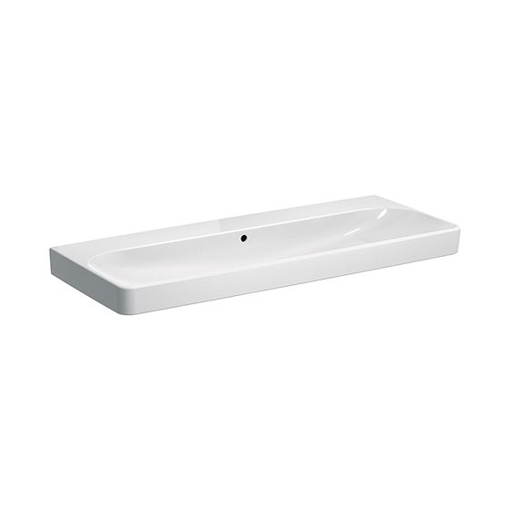 Geberit Smyle Square Waschtisch, Breite 120cm, Tiefe 48cm, ohne Hahnloch, Überlauf sichtbar, Weiß/KeraTect
