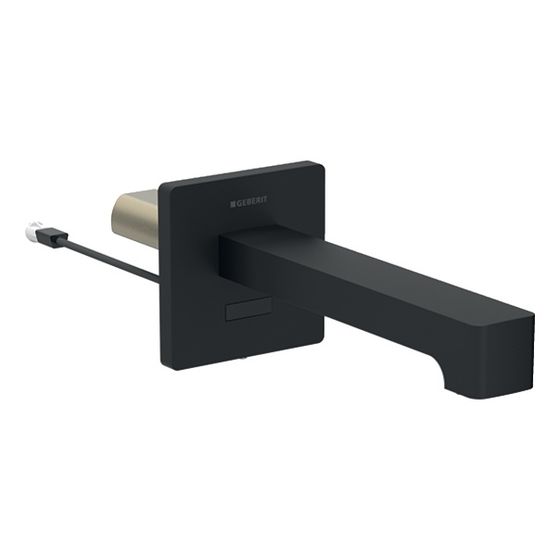 Geberit Brenta Waschtischarmatur, Wandmontage Länge 22cm, Mattschwarz, easy-to-clean