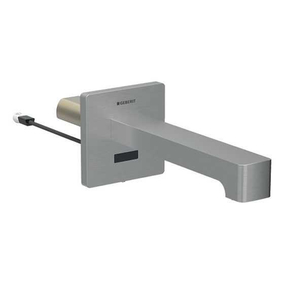 Geberit Brenta Waschtischarmatur, Wandmontage Länge 22cm, Edelstahl gebürstet, easy-to-clean