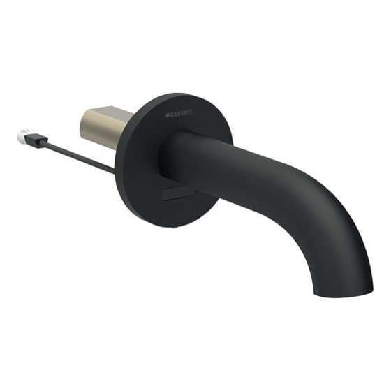 Geberit Piave Waschtischarmatur, Wandmontage Länge 22cm, Mattschwarz, easy-to-clean