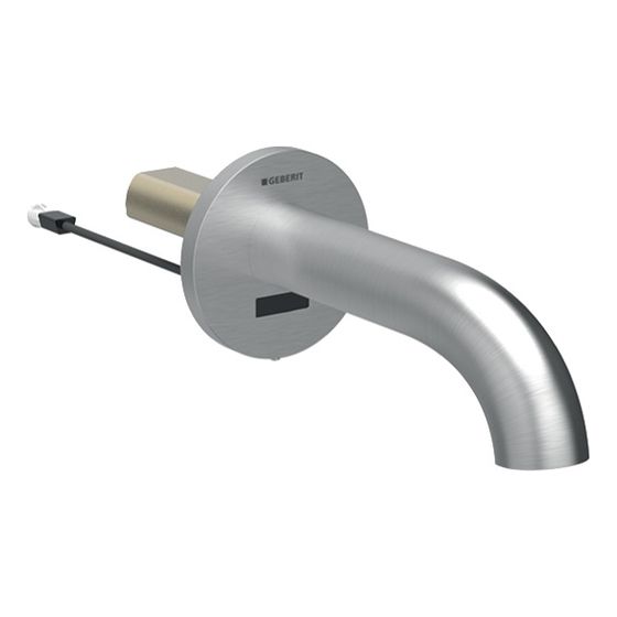 Geberit Piave Waschtischarmaturen, Wandmontage Länge 17cm, Edelstahl gebürstet, easy-to-clean