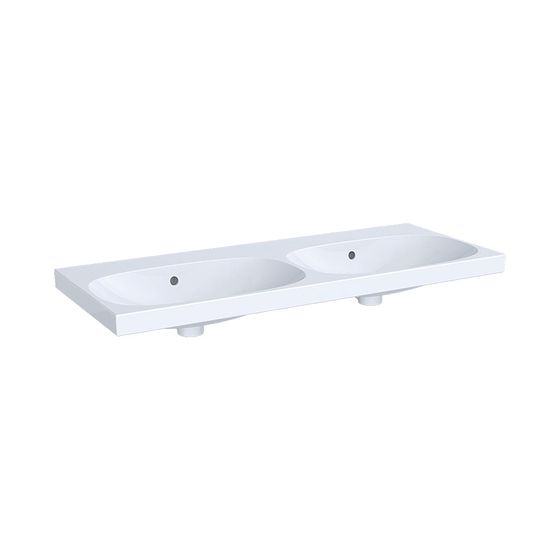 Geberit Acanto Doppelwaschtisch, Breite 120cm, Tiefe 48,2cm, ohne Hahnloch, Überlauf sichtbar, Weiß