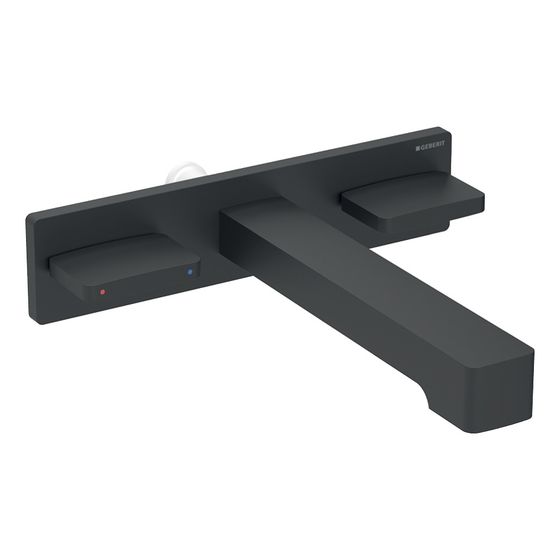 Geberit Armaturenkörper für Geberit ONE Waschtischarmatur eckiges Design, Wandmontage, Länge 18cm, Mattschwarz, easy-to-clean