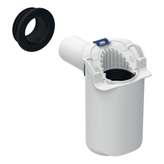 Geberit Tauchrohrgeruchsverschluss für Waschbecken, Raumsparmodell, Abgang horizontal, 32mm/40, Rohrgewinde 1 1/4, Weiß