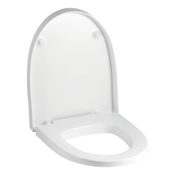 Geberit WC-Sitz Flow mit Absenkautomatik, Befestigung von oben, Weiß/glänzend