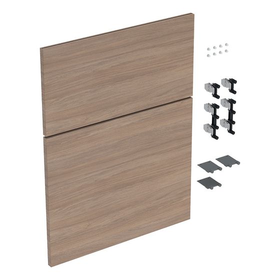 Geberit iCon Set Schubladenfronten für niedrigen Seitenschrank, 2 Schubladen, Breite 45cm, Eiche Melamin Holzstruktur