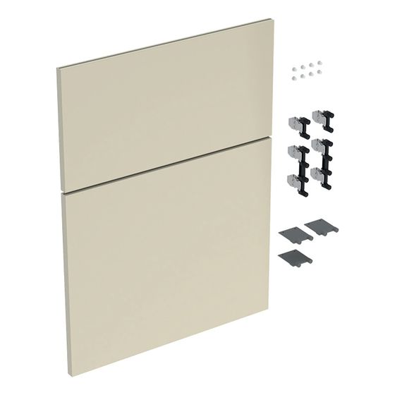 Geberit iCon Set Schubladenfronten für niedrigen Seitenschrank, 2 Schubladen, Breite 45cm, Sandgrau lackiert hochglänzend