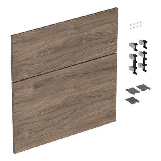 Geberit iCon Set Schubladenfronten für Unterschrank für Waschtisch, 2 Schubladen, B Waschtisch 60cm, Nussbaum/Melamin Holzstru