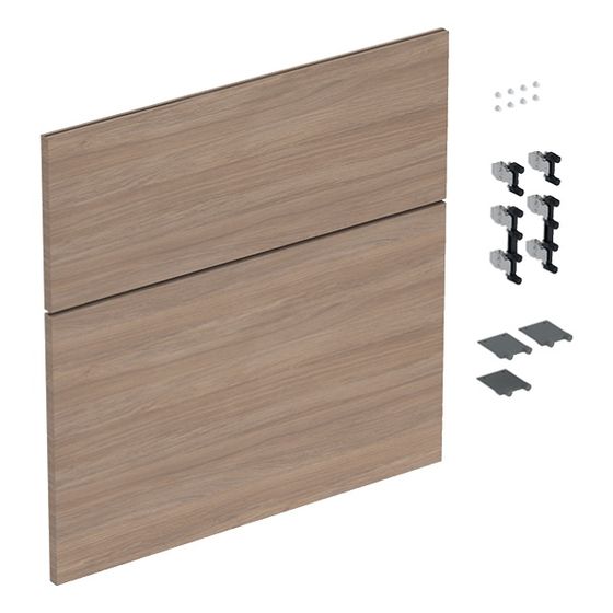 Geberit iCon Set Schubladenfronten für Unterschrank für Waschtisch, 2 Schubladen, Waschtisch 60cm, Eiche Melamin Holzstruktur