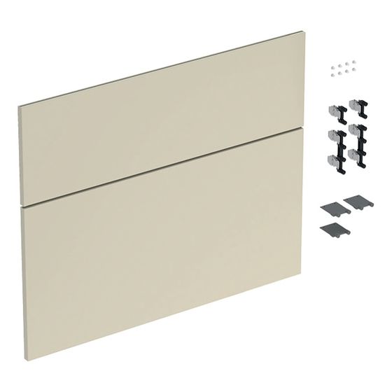 Geberit iCon Set Schubladenfronten für Unterschrank für Waschtisch, 2 Schubladen, B Waschtisch 75cm, Sandgrau/lackiert hochgl.