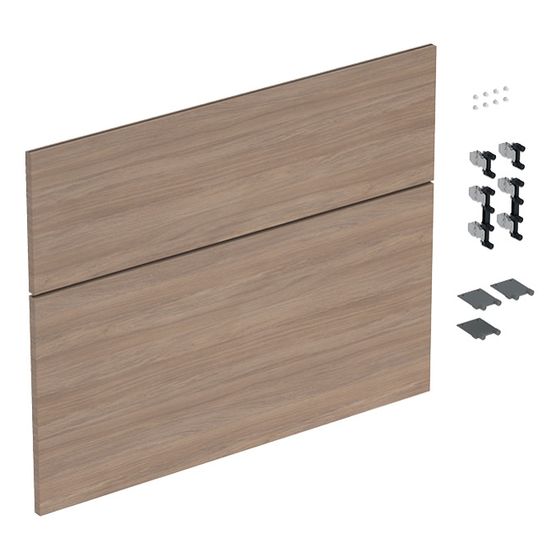 Geberit iCon Set Schubladenfronten für Unterschrank für Waschtisch, 2 Schubladen, Waschtisch 75cm, Eiche Melamin Holzstruktur