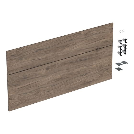 Geberit iCon Set Schubladenfronten für Unterschrank für Waschtisch, 2 Schubladen, Waschtisch 120cm, Nussbaum/Melamin Holzstru