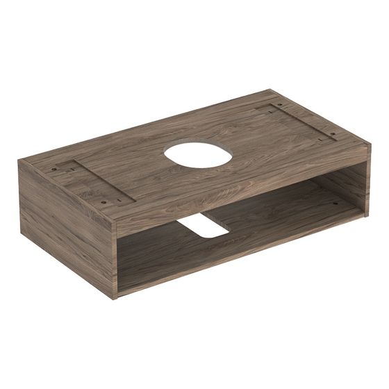 Geberit Korpus für VariForm Unterschrank für Aufsatzwaschtisch, 1 Schublade, B 90cm, Nussbaum hickory Melamin Holzstruktur