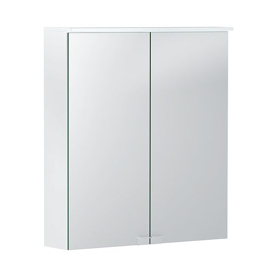 Geberit Option Basic Spiegelschrank, Beleuchtung, 2 Türen, 60x67,7x18cm, CEE 7/4,7/3, matt Weiß/melaminbesch., verspiegelt
