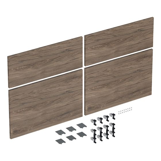 Geberit iCon Set Schubladenfronten für Unterschrank für Doppelwaschtisch 4 Schubladen, Waschtisch 120cm, Nussbaum/Melamin Holz
