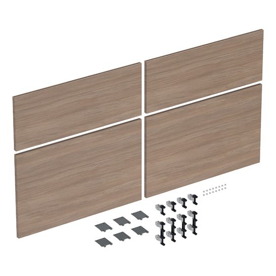 Geberit iCon Set Schubladenfronten für Unterschrank für Doppelwaschtisch, 4 Schubladen, Waschtisch 120cm, Eiche/Melamin Holzs
