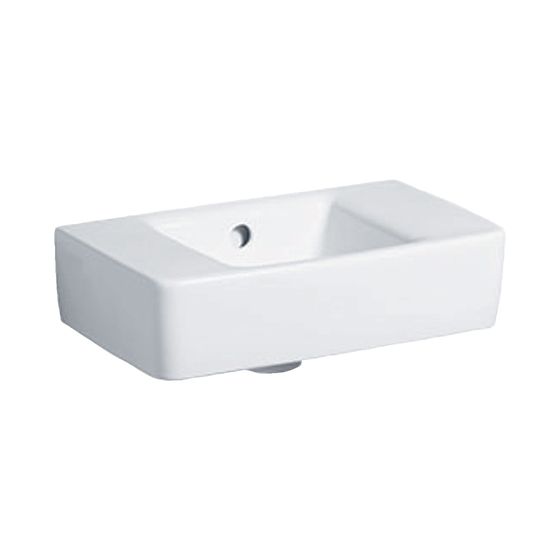 Geberit Renova Compact Handwaschbecken verkürzte Ausladung, mit Ablagefläche 40x15x25cm Weiß ohne Hahnloch, ÜL sichtbar