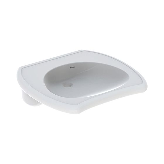 Geberit Vitalis Waschtisch barrierefrei, Breite 65cm, Tiefe 60cm, ohne Hahnloch, Überlauf sichtbar, Weiß