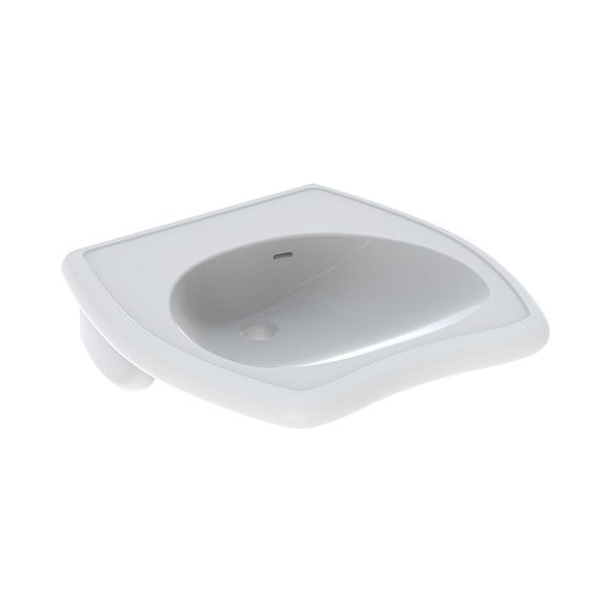 Geberit Vitalis Waschtisch barrierefrei, Breite 55cm, Tiefe 55cm, ohne Hahnloch, Überlauf sichtbar, Weiß/KeraTect