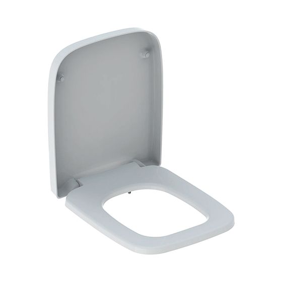 Geberit Renova Plan WC-Sitz eckiges Design Bef. von oben m. Absenkautomatik o. Quick-Release Bef. von oben weiß/glänz.