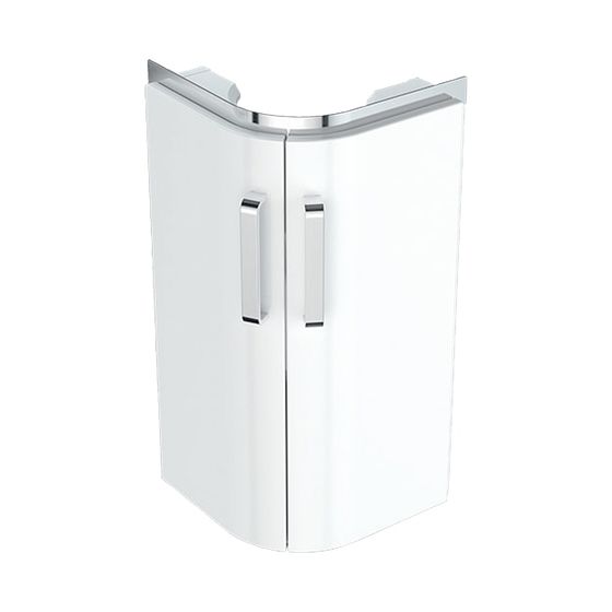 Geberit Renova Compact Unterschrank Eckhandwaschbecken 2 Türen 425x604x33cm Weiß lackiert matt Weiß lackiert hochglänzend