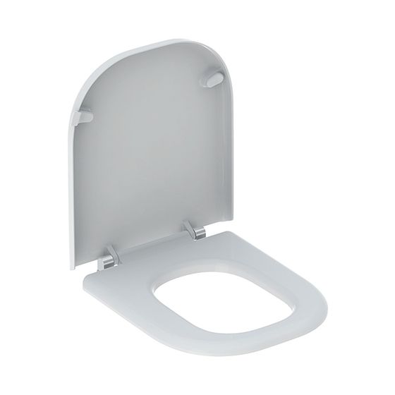 Geberit Renova Comfort WC-Sitz barrierefrei, eckiges Design, Bef. von unten o. Absenkautomatik, Bef. von unten, weiß