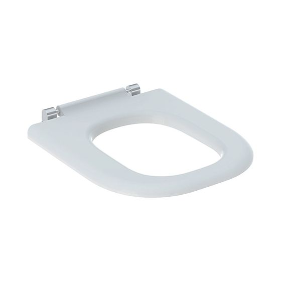 Geberit Renova Comfort WC-Sitzring barrierefrei, eckiges Design, Befestigung von unten, ohne Absenkaut., Bef. von unten, Weiß