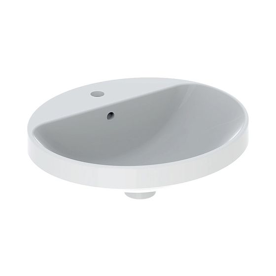 Geberit VariForm Einbauwaschtisch, oval mit Hahnlochbank, Breite 50cm, Tiefe 45cm, mit Überlauf, KeraTect, Weiß