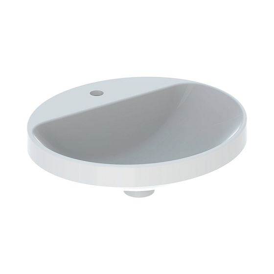 Geberit VariForm Einbauwaschtisch, oval mit Hahnlochbank, Breite 50cm, Tiefe 45cm, ohne Überlauf, KeraTect, Weiß