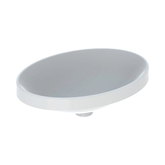Geberit VariForm Einbauwaschtisch, oval, Breite 55cm, Tiefe 40cm, ohne Hahnloch, ohne Überlauf, KeraTect, Weiß